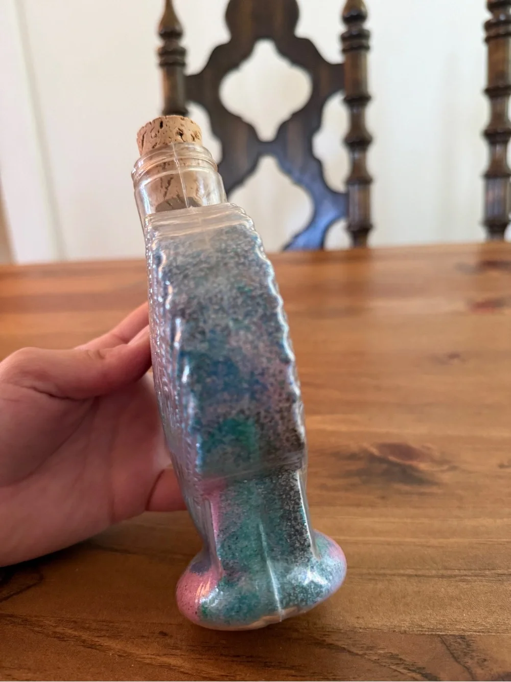 Handmade Seashell Sand Art Bottle - Multicolor